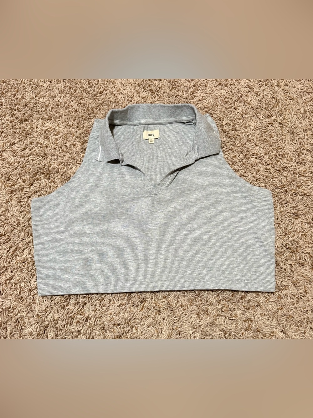 Madewell MWL Polo Cropped Tank Womens size XL gray ribbed